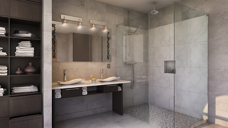 Digital
                    rendering of the interior of a modern bathroom