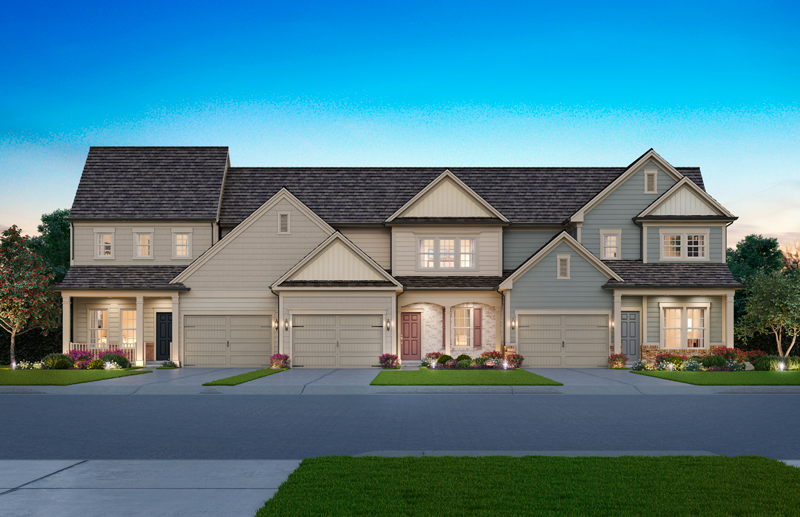 Digital
                    rendering of the exterior of a multi-family 3-unit
                    home