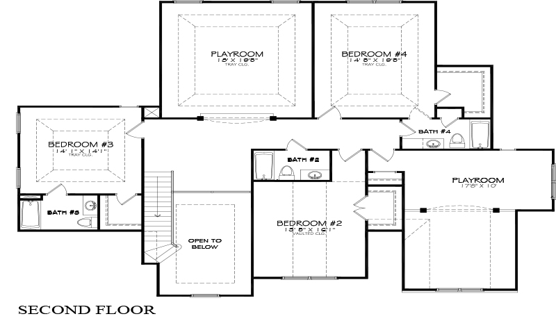 Black & white floorplan showing the second floor of the house